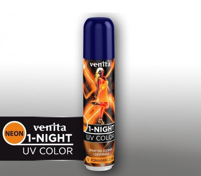 VENITA 1-NIGHT SPRAY NEON მანათობელი სპრეი NR5 ნარინჯისფერი- 50 ml